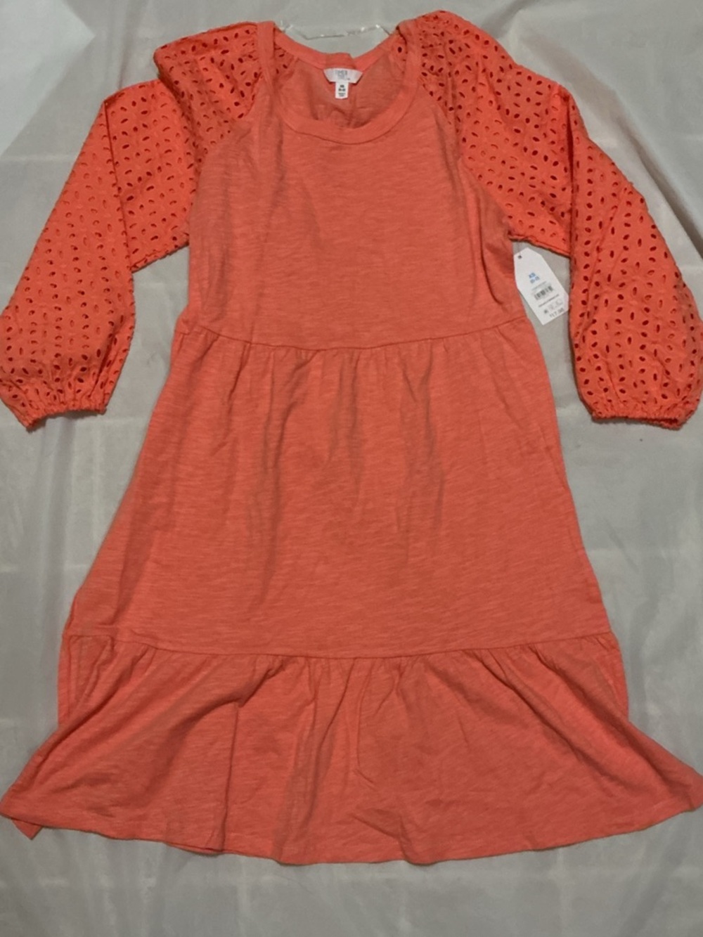 NWT Time and Tru Peach Eyelet Knit Dress XS 0-2